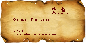 Kulman Mariann névjegykártya