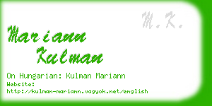 mariann kulman business card